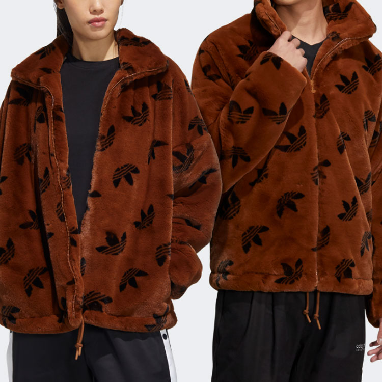 Details for adidas Originals 標誌刷毛外套 棕色 男女冬季時尚款 HI4657