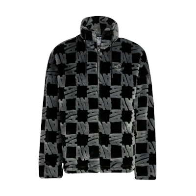 adidas Originals Logo Full Print Zip-Up Fleece Jacket Unisex - Black HR3453