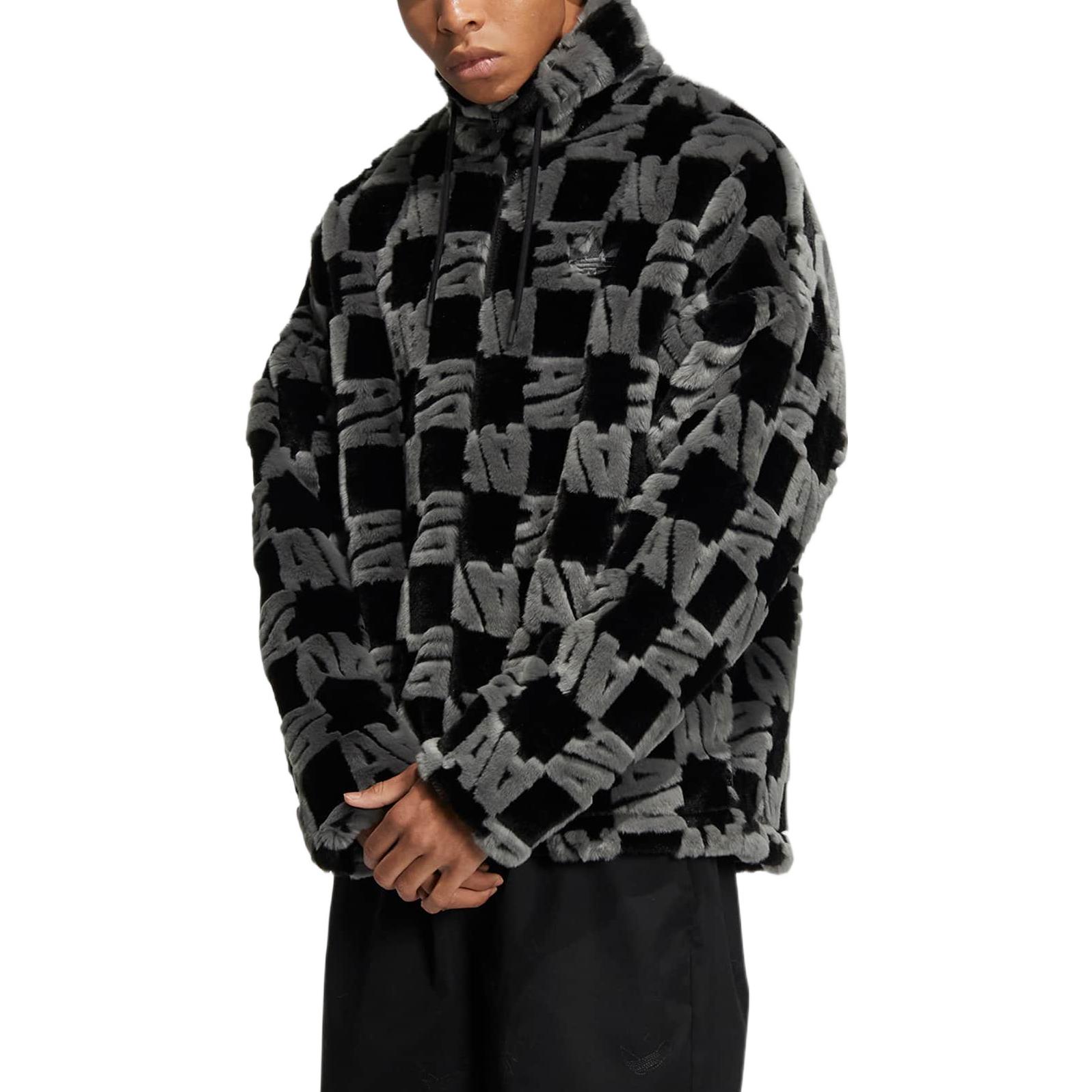 adidas Originals Logo Full Print Zip-Up Fleece Jacket Unisex - Black HR3453 圖 3