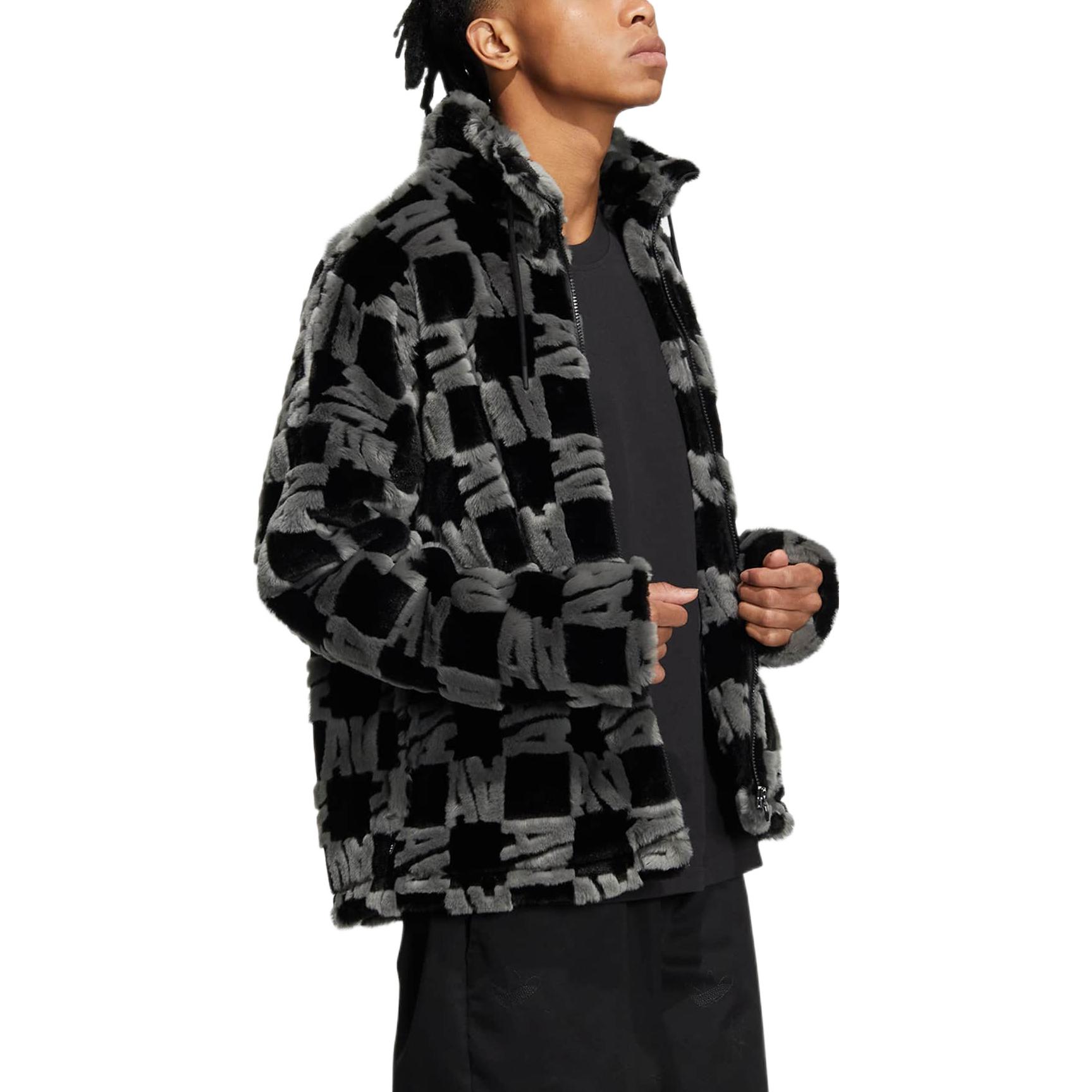 adidas Originals Logo Full Print Zip-Up Fleece Jacket Unisex - Black HR3453 圖 5