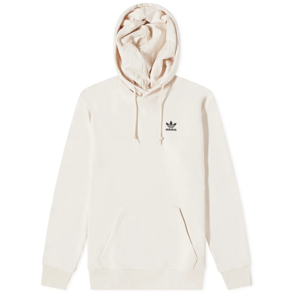 adidas Originals Logo Hoodie with Kangaroo Pocket in Off-White HE7198