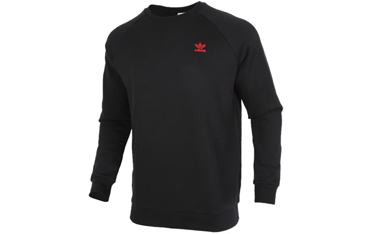 adidas Originals Logo Loose Fit Raglan Pullover Crewneck Sweatshirt Black Mens GD2540