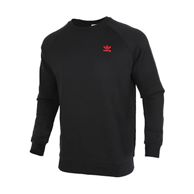 adidas Originals Logo Loose Fit Raglan Pullover Crewneck Sweatshirt Black Mens GD2540