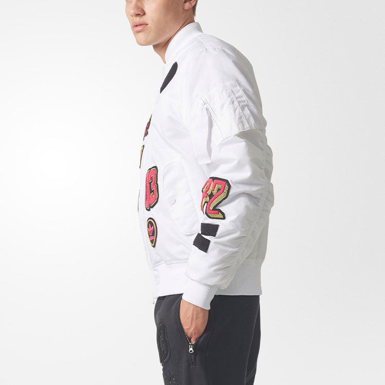 Sizing 阿迪达斯三叶草标志白色加厚飞行夹克 时尚外套 BR7149