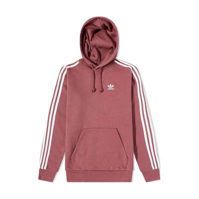 adidas Originals Logo Print 3-Stripes Drawstring Hoodie Red HE9478