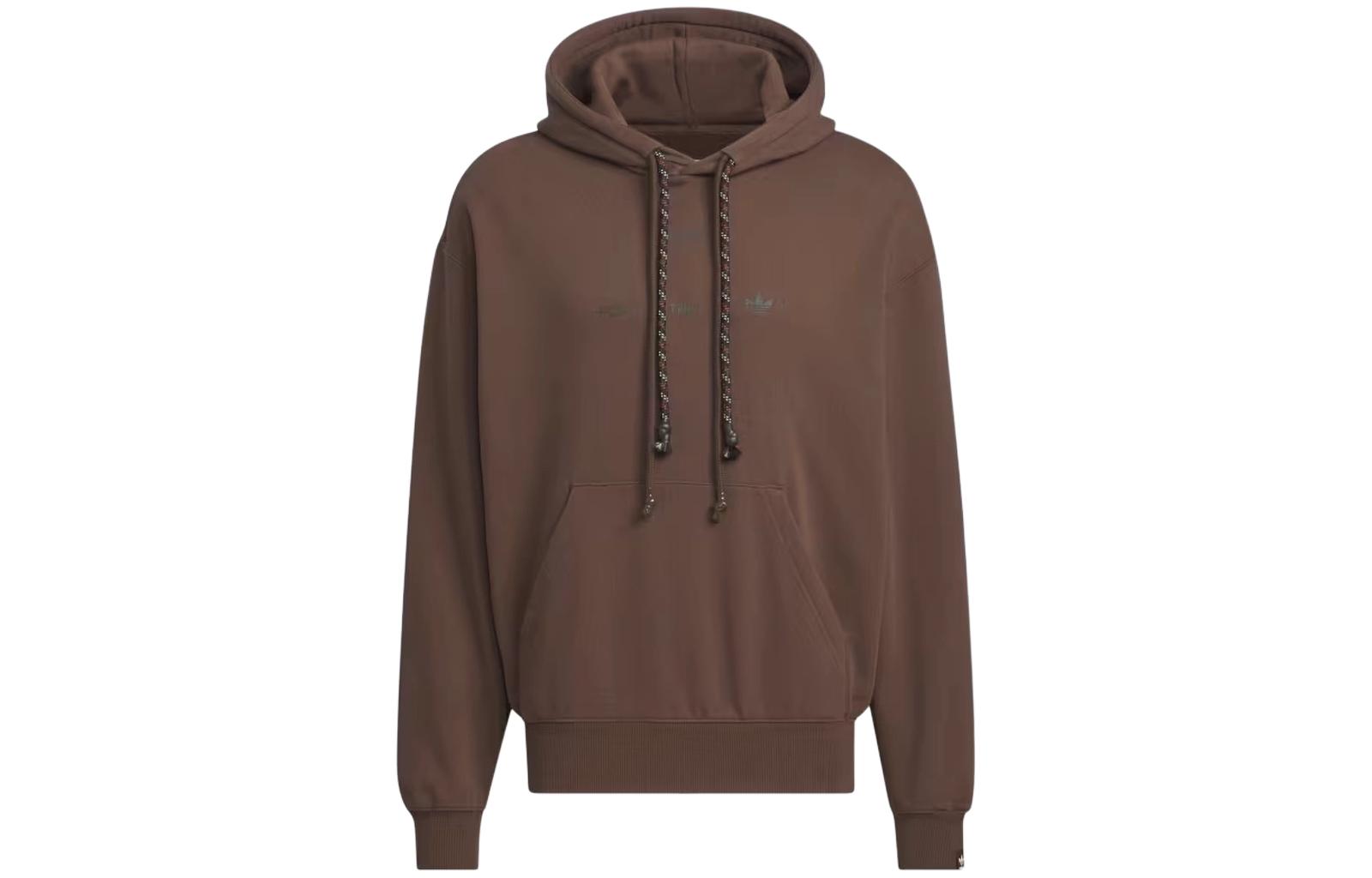 adidas Originals Logo Print Brown Drawstring Hoodie Unisex IY9519 圖 2