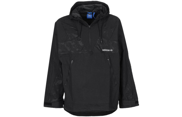 adidas Originals Logo Print Hoodie Jacket - Black AJ7594