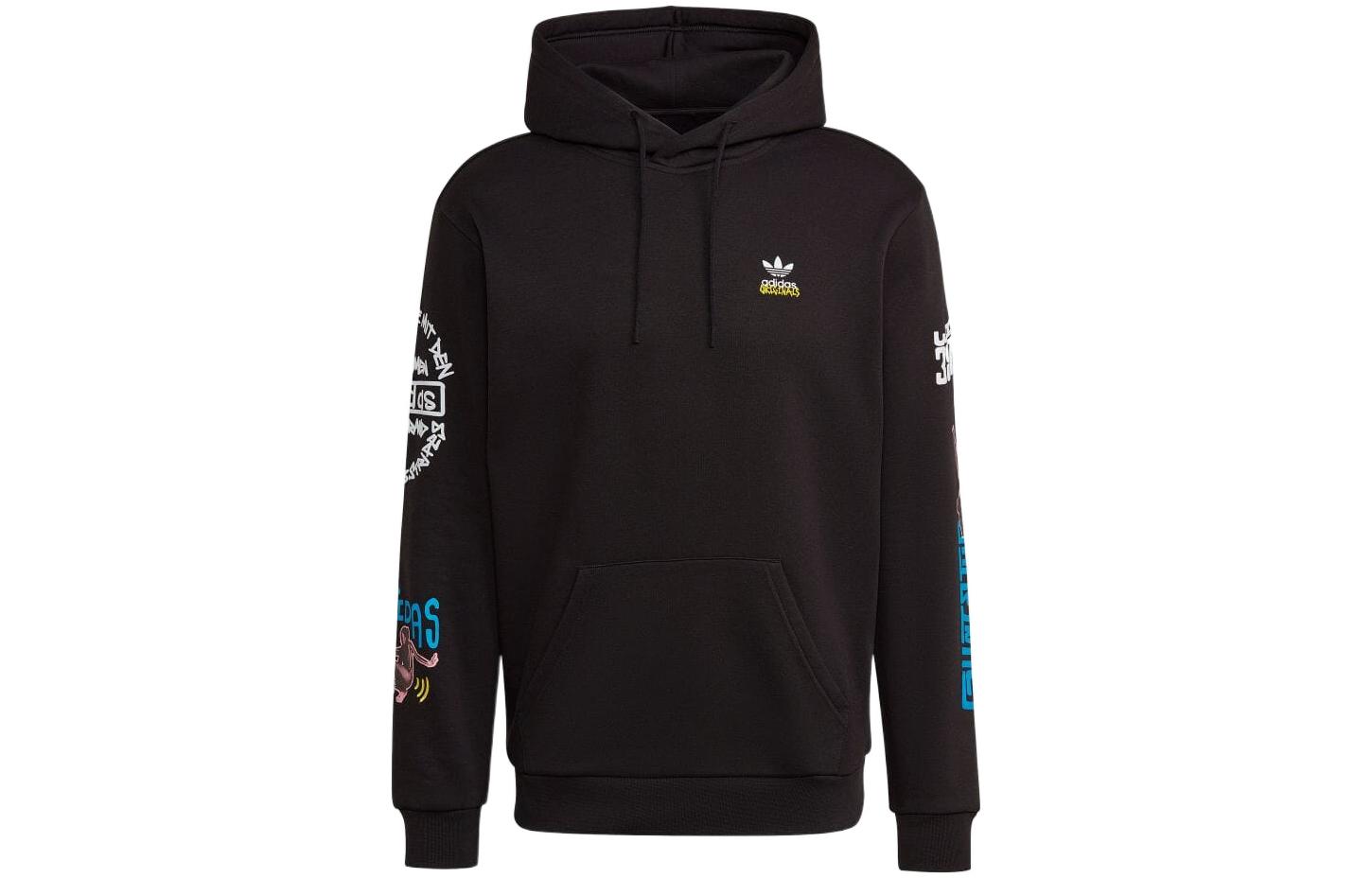 adidas Originals Logo Print Pullover Hoodie Men’s Black HL9261
