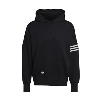 adidas Originals Logo Print Striped Drawstring Hoodie Black Sweatshirt HM1871