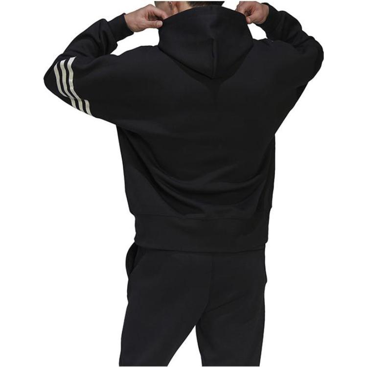 Shop adidas Originals Logo Jalur Hoodie Hitam Sweater dengan Tali Serut HM1871
