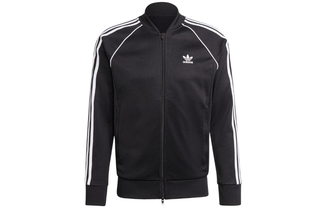 adidas Originals Logo Print Striped Long-Sleeve Jacket Black IA4785