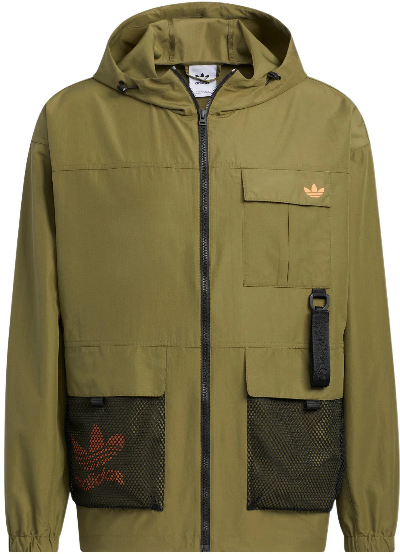 adidas-originals-logo-print-zipper-hooded-multi-pocket-jacket-olive-green-hs-1909