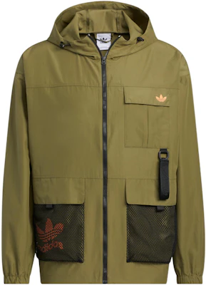 阿迪达斯三叶草标志印花连帽多口袋夹克橄榄绿 HS1909 Buy 阿迪达斯三叶草标志印花连帽多口袋夹克橄榄绿 HS1909