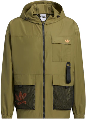 阿迪达斯三叶草标志印花连帽多口袋夹克橄榄绿 HS1909 Order 阿迪达斯三叶草标志印花连帽多口袋夹克橄榄绿 HS1909