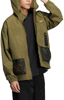 阿迪达斯三叶草标志印花连帽多口袋夹克橄榄绿 HS1909 Purchase 阿迪达斯三叶草标志印花连帽多口袋夹克橄榄绿 HS1909