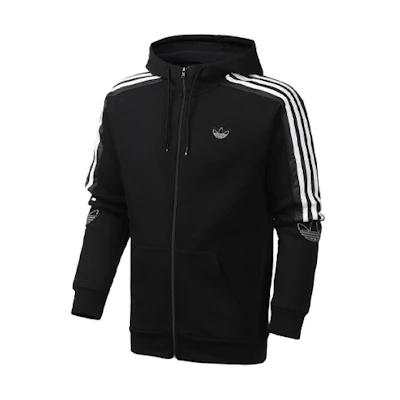 adidas Originals Logo Printed Black Casual Hoodie Jacket for Men ED4695