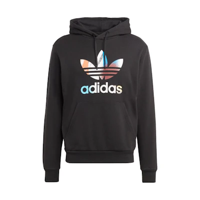 adidas Originals Logo Printed Drawstring Hoodie Black IC5731