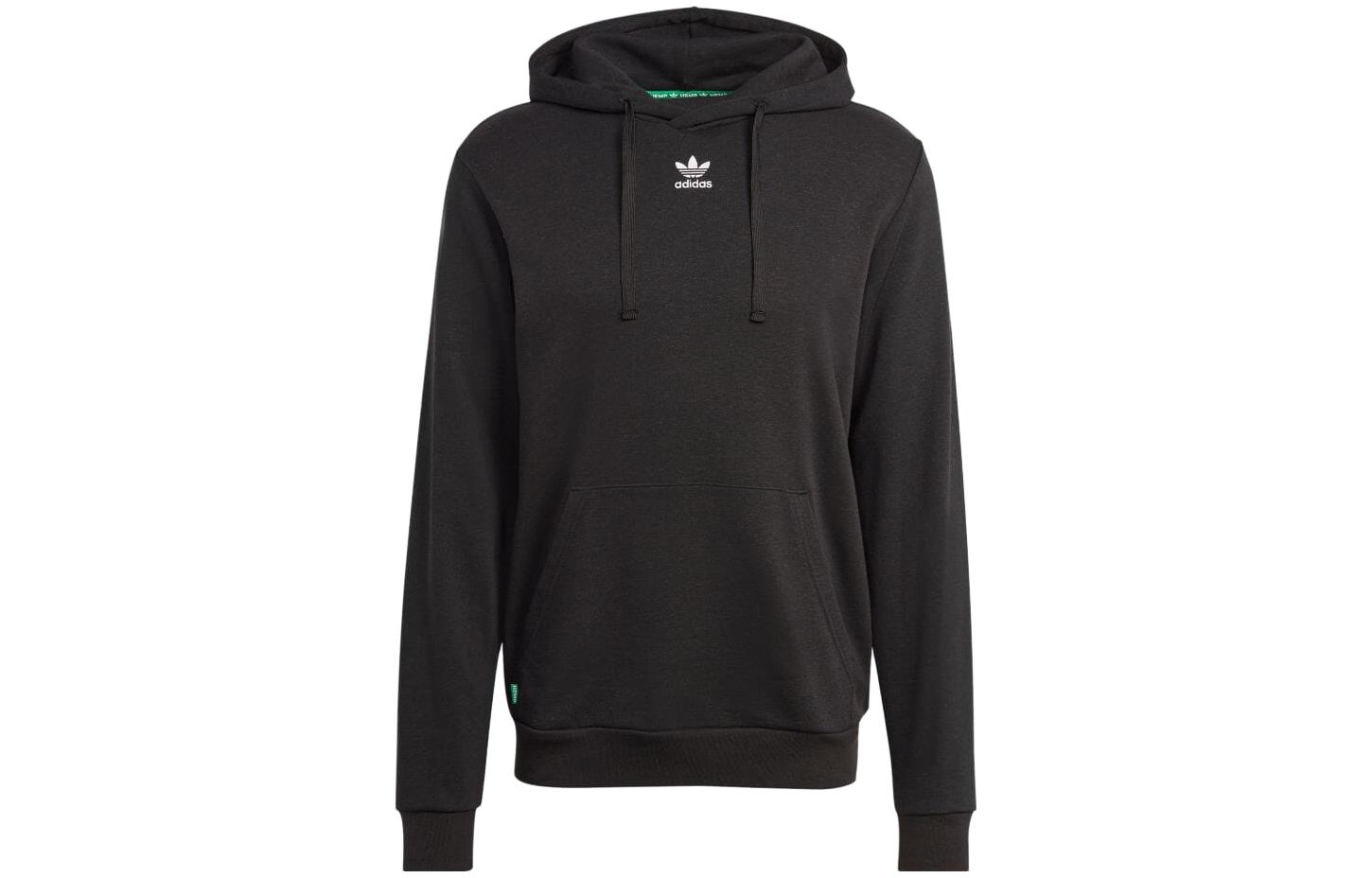 adidas Originals Logo Printed Pullover Hoodie Black HR8618