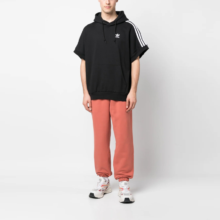 adidas Originals Logo Pullover Hoodie Short Sleeve Black Sweatshirt HS2068 圖 3