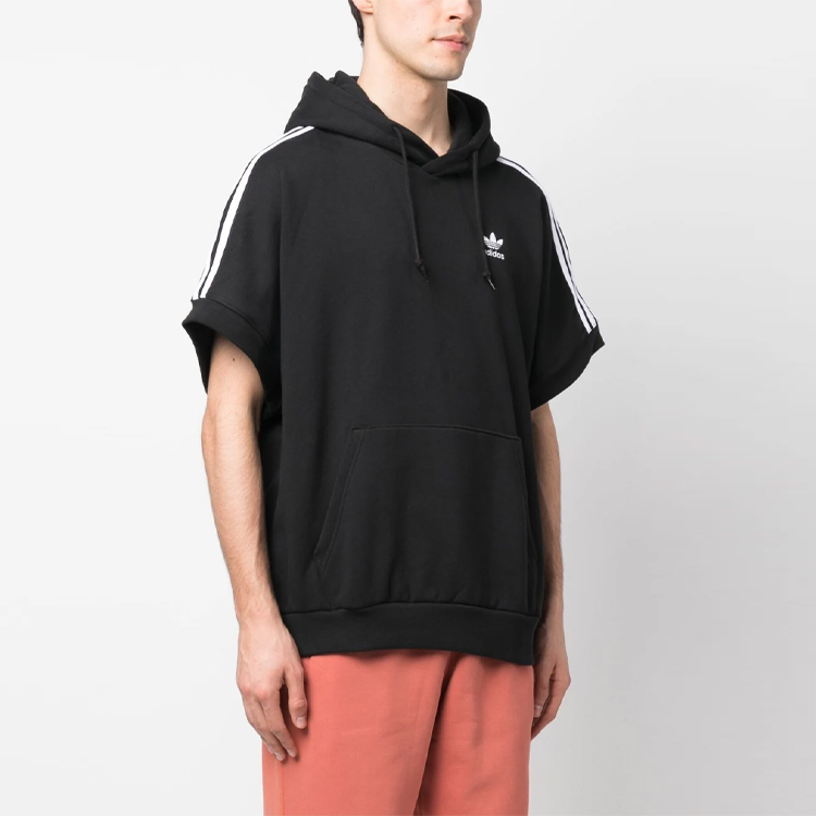 adidas Originals Logo Pullover Hoodie Short Sleeve Black Sweatshirt HS2068 圖 5