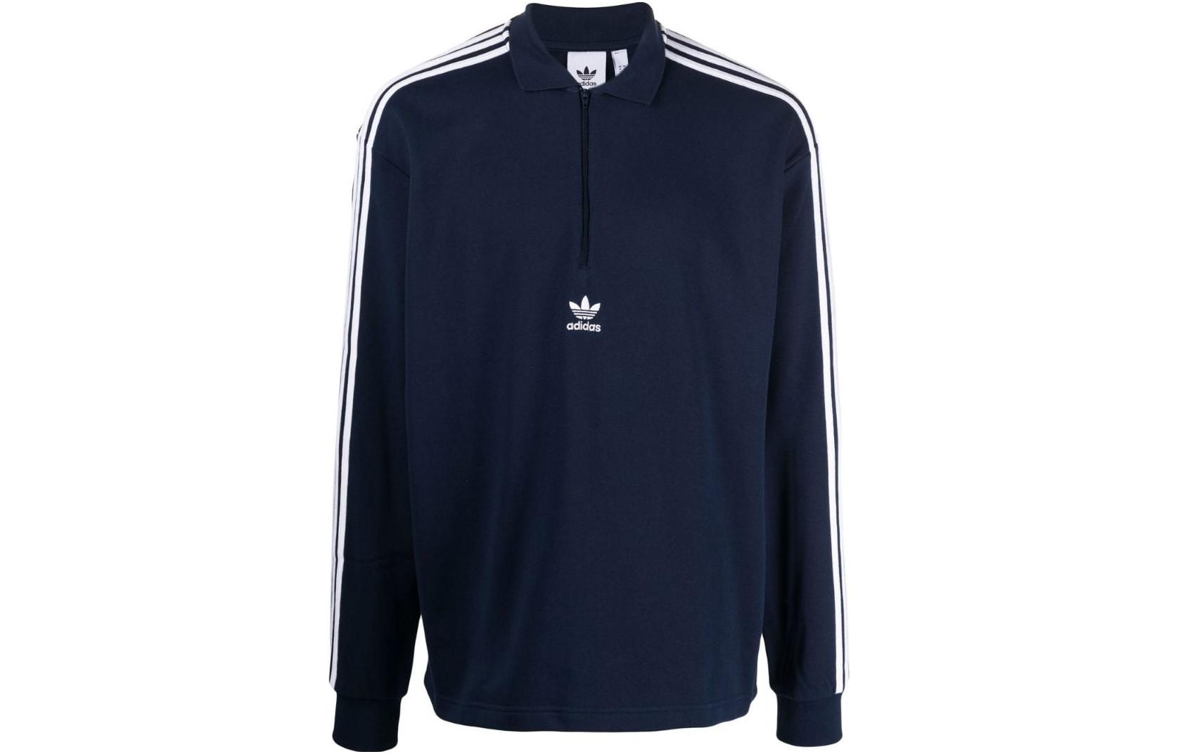 adidas Originals Logo Stripe Print Crewneck Sweatshirt Blue - HK7424