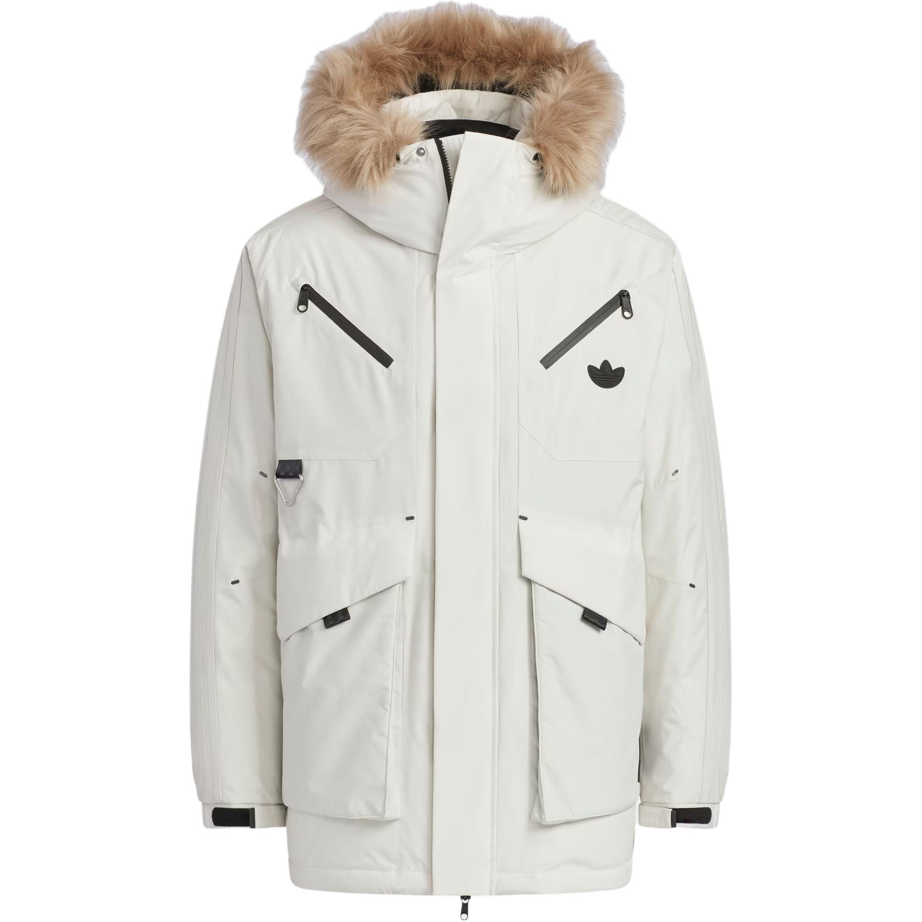 adidas Originals Logo Striped Retro Loose Fit Down Jacket Brown Menswear. JD3756