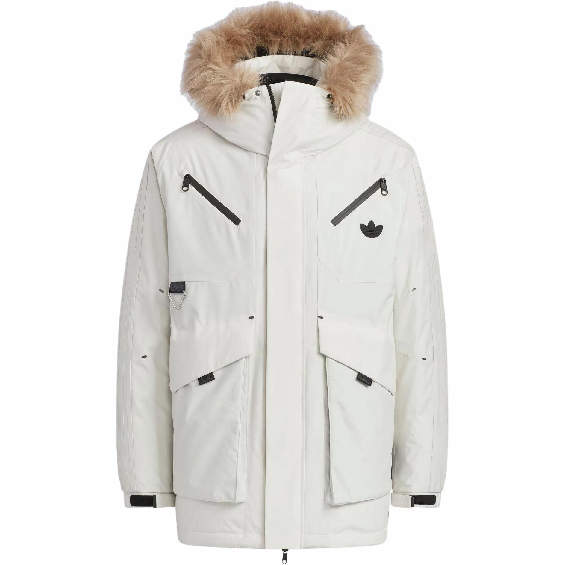 Order 阿迪达斯经典标志条纹复古宽松羽绒服棕色男款. JD3756