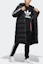 Shop adidas Originals黑色長版羽絨外套側邊三條紋冬季設計 HI4658
