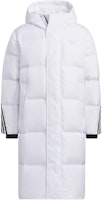 adidas Originals Long Down Jacket FW23 White Classic Stripe Coat. IU4832 adidas Originals Long Down Jacket FW23 White Classic Stripe Coat. IU4832