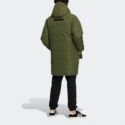 adidas Originals Long Hooded Down Jacket Olive Green Winter Coat. H58061 Purchase adidas Originals Long Hooded Down Jacket Olive Green Winter Coat. H58061