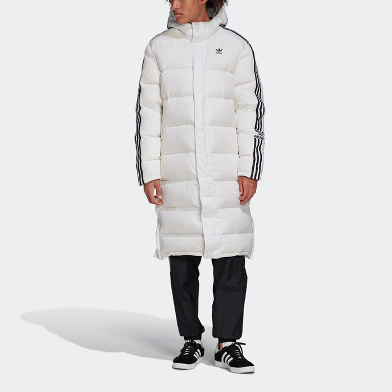 Shop Adidas Originals Long White Down Jacket Winter Hooded Coat FL0008
