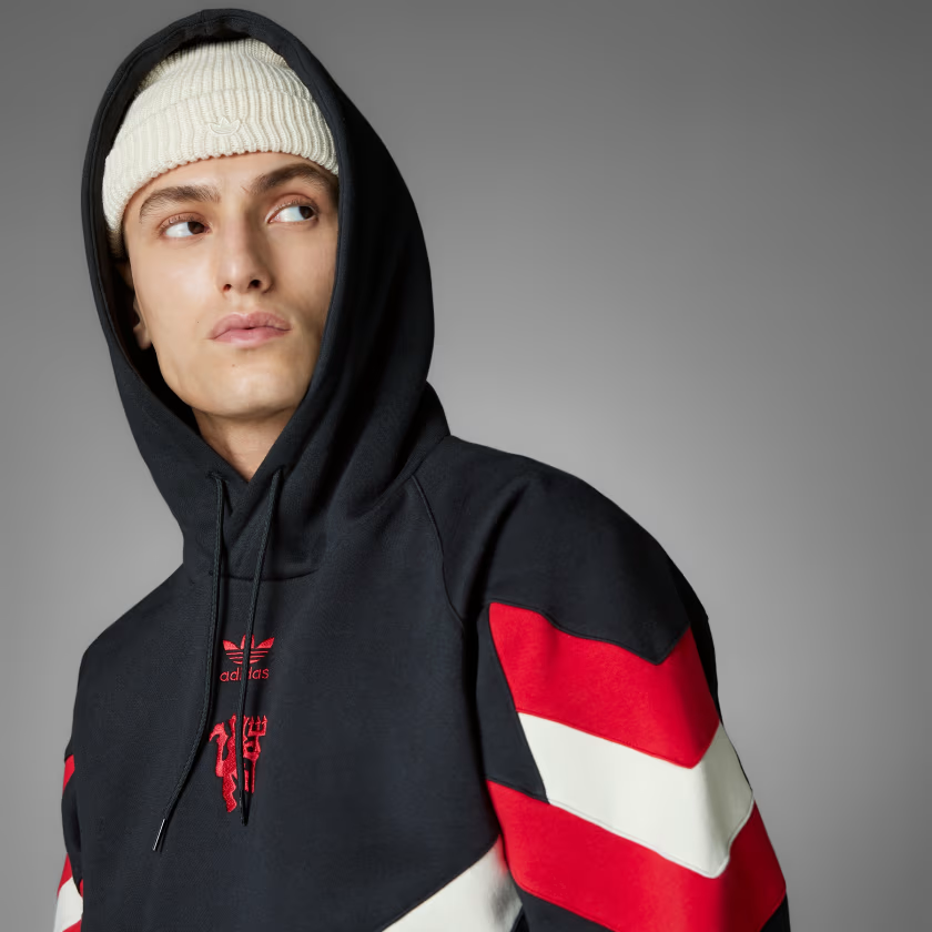 Details for adidas Originals 曼聯黑色足球運動衫 寬鬆版型 IS6521