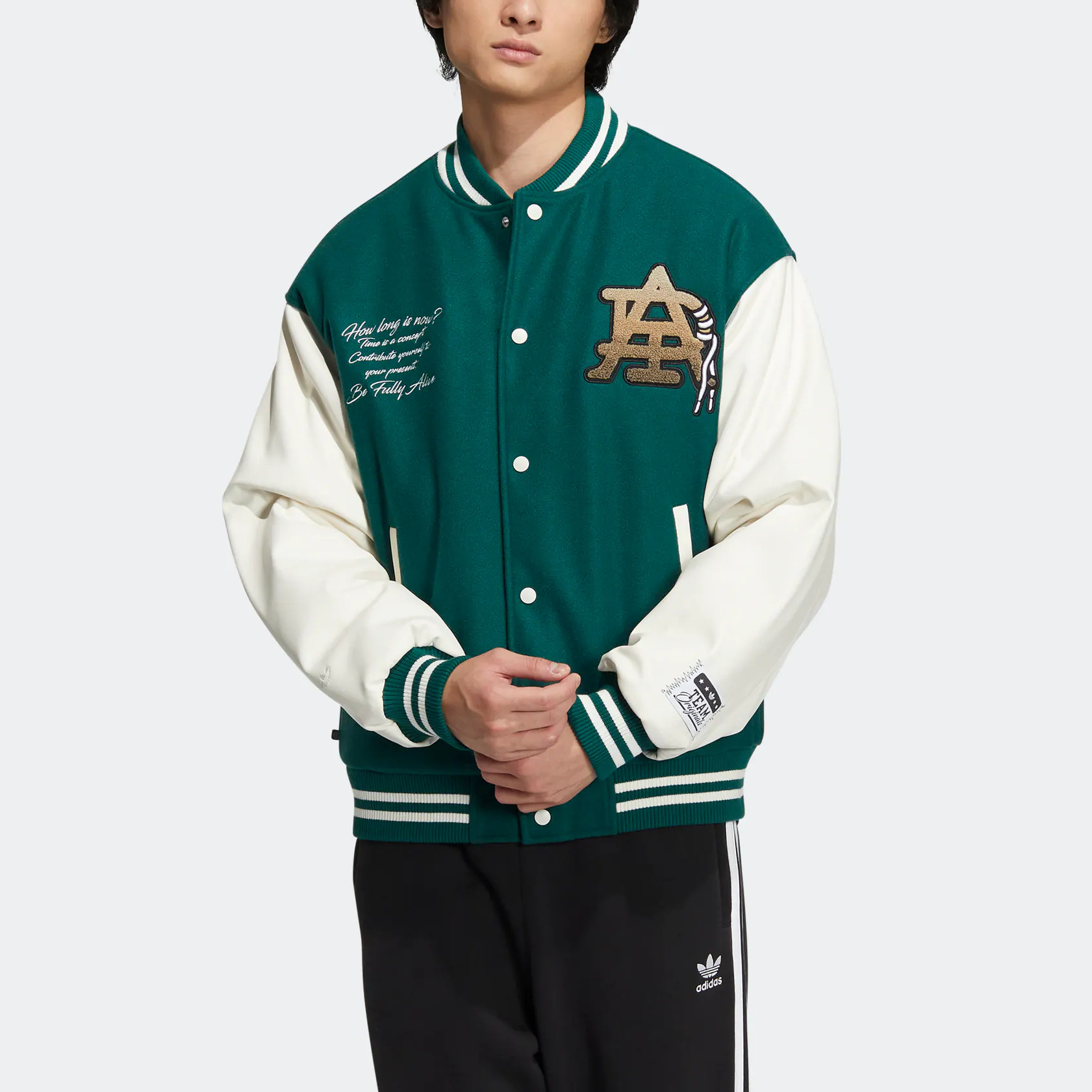 Lookbook 阿迪达斯 Originals Mc Varsity Jkt 多色印花厚夹克 绿色 男款 HZ7093