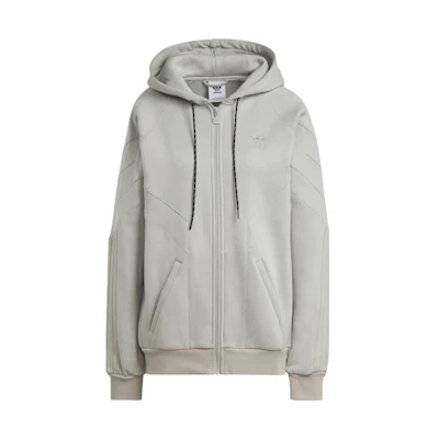 adidas Originals Metallic Grey Logo Print Zip-Up Sweatshirt HN5529