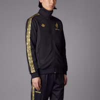 Shop adidas Originals 墨西哥金色修身運動夾克外套 黑色 JE5335