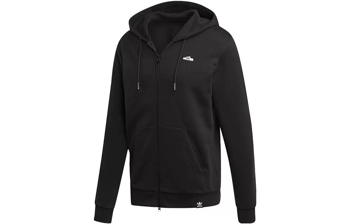 adidas Originals Mini Emb FZ Hoodie Casual Loose-Fit Black Jacket FK9980