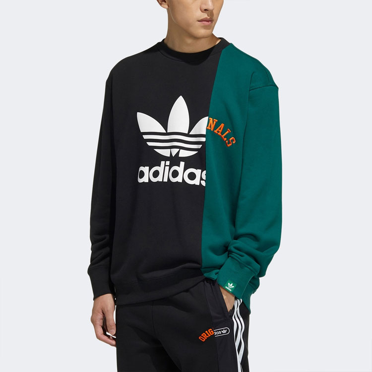 Shop adidas Originals 現代復古徽標黑色男款圓領套頭衫 HC0379