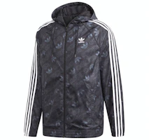 adidas Originals Mono Windbreak Logo Hoodie Jacket Black ED7047 adidas Originals Mono Windbreak Logo Hoodie Jacket Black ED7047