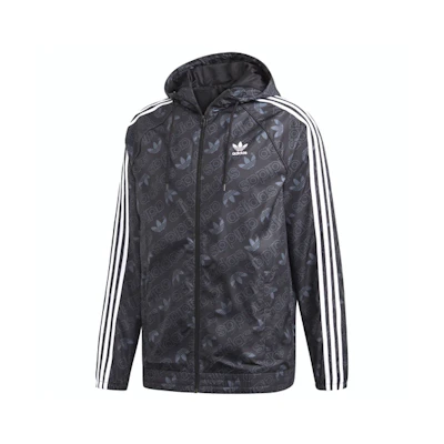 adidas Originals Mono Windbreak Logo Hoodie Jacket Black ED7047