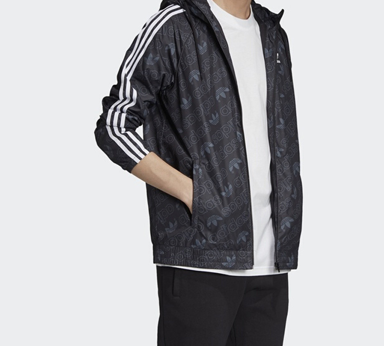 Purchase adidas Originals 黑色單色風衣連帽運動外套 ED7047