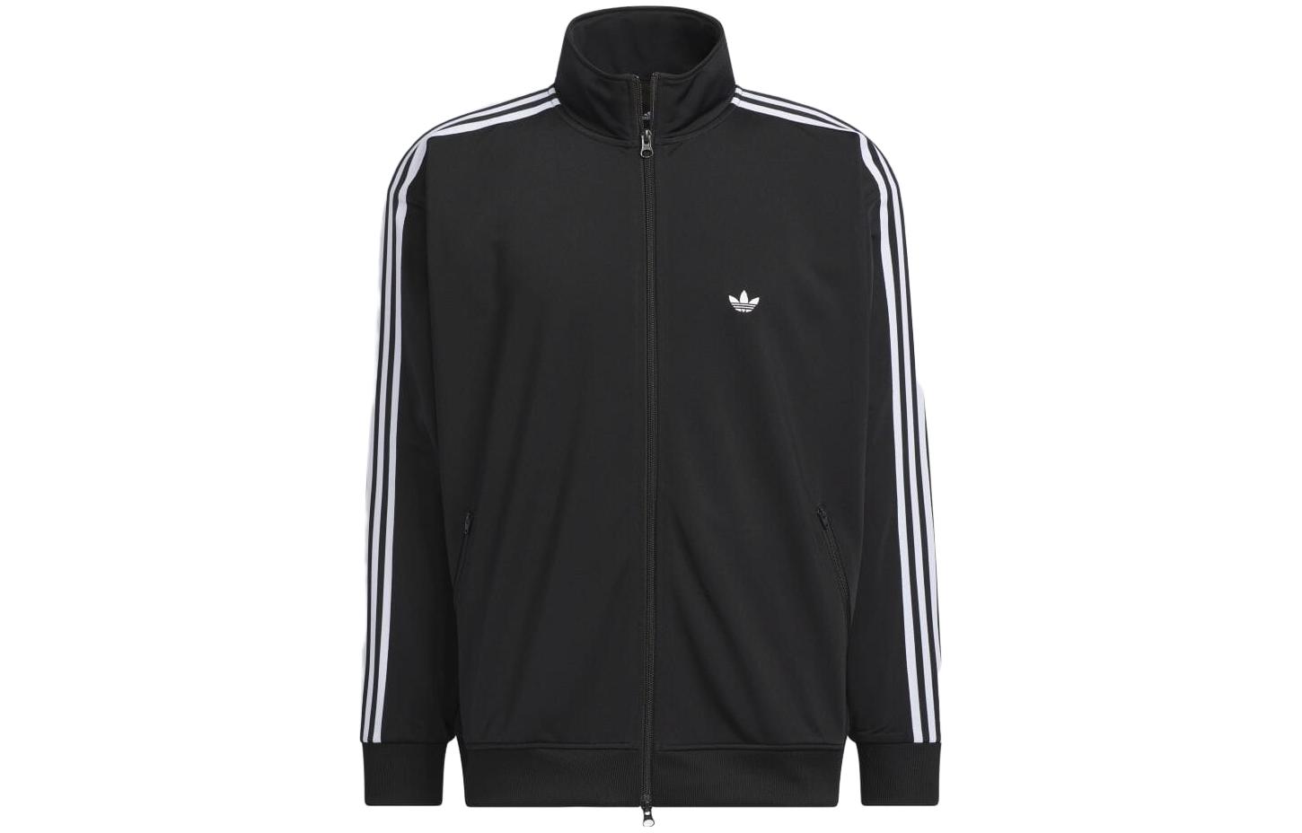 adidas Originals Monochrome Striped Logo Long-Sleeve Jacket Unisex Black IK9148
