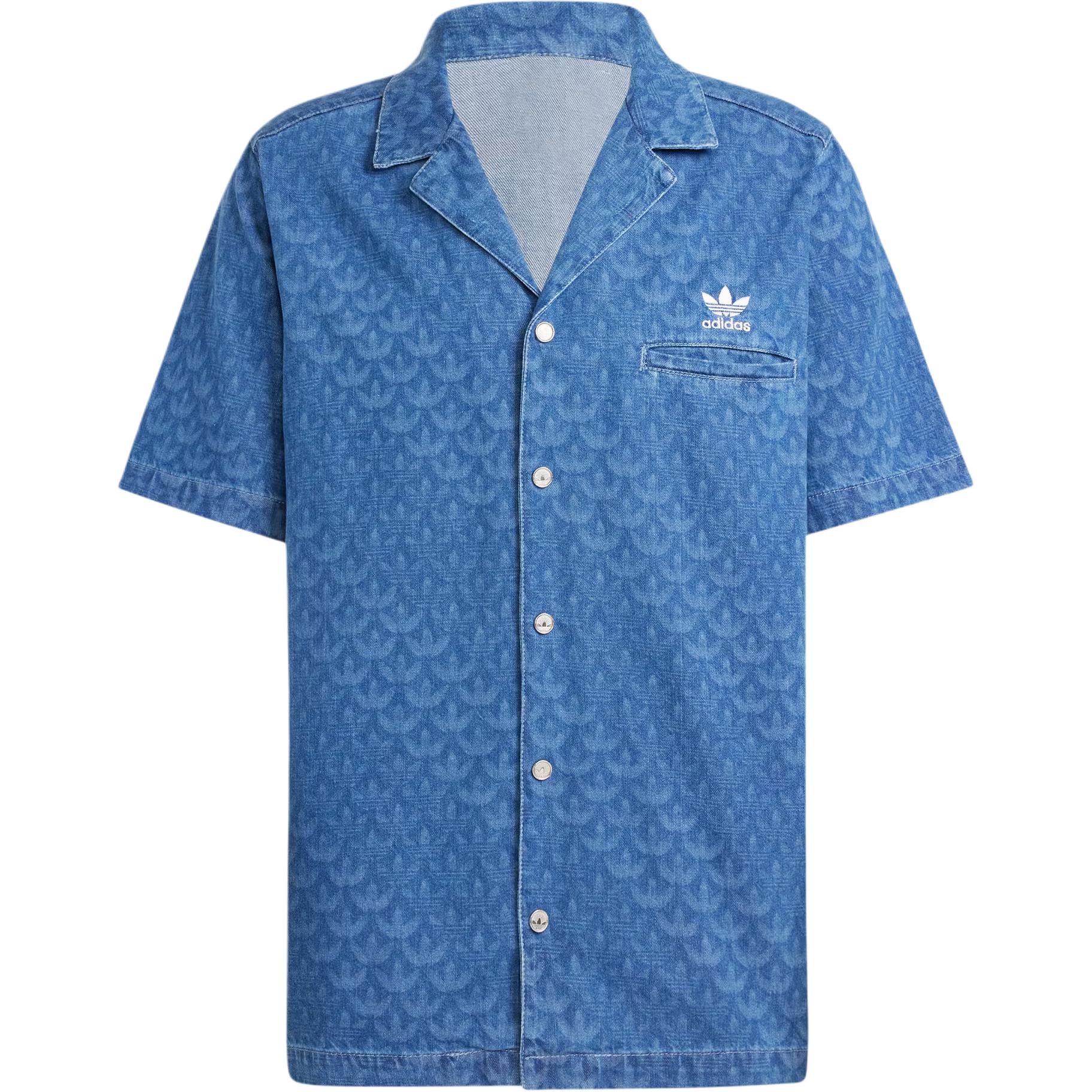 adidas Originals Monogram Short Sleeve Shirt Blue - Unisex Button-Up Collar IX6731
