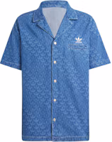 adidas Originals Monogram Short Sleeve Shirt Blue - Unisex Button-Up Collar IX6731