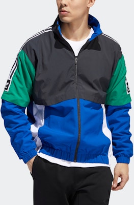 Adidas Originals 男款復古多彩風衣外套 藍/黑 EC7329 Shop Adidas Originals 男款復古多彩風衣外套 藍/黑 EC7329