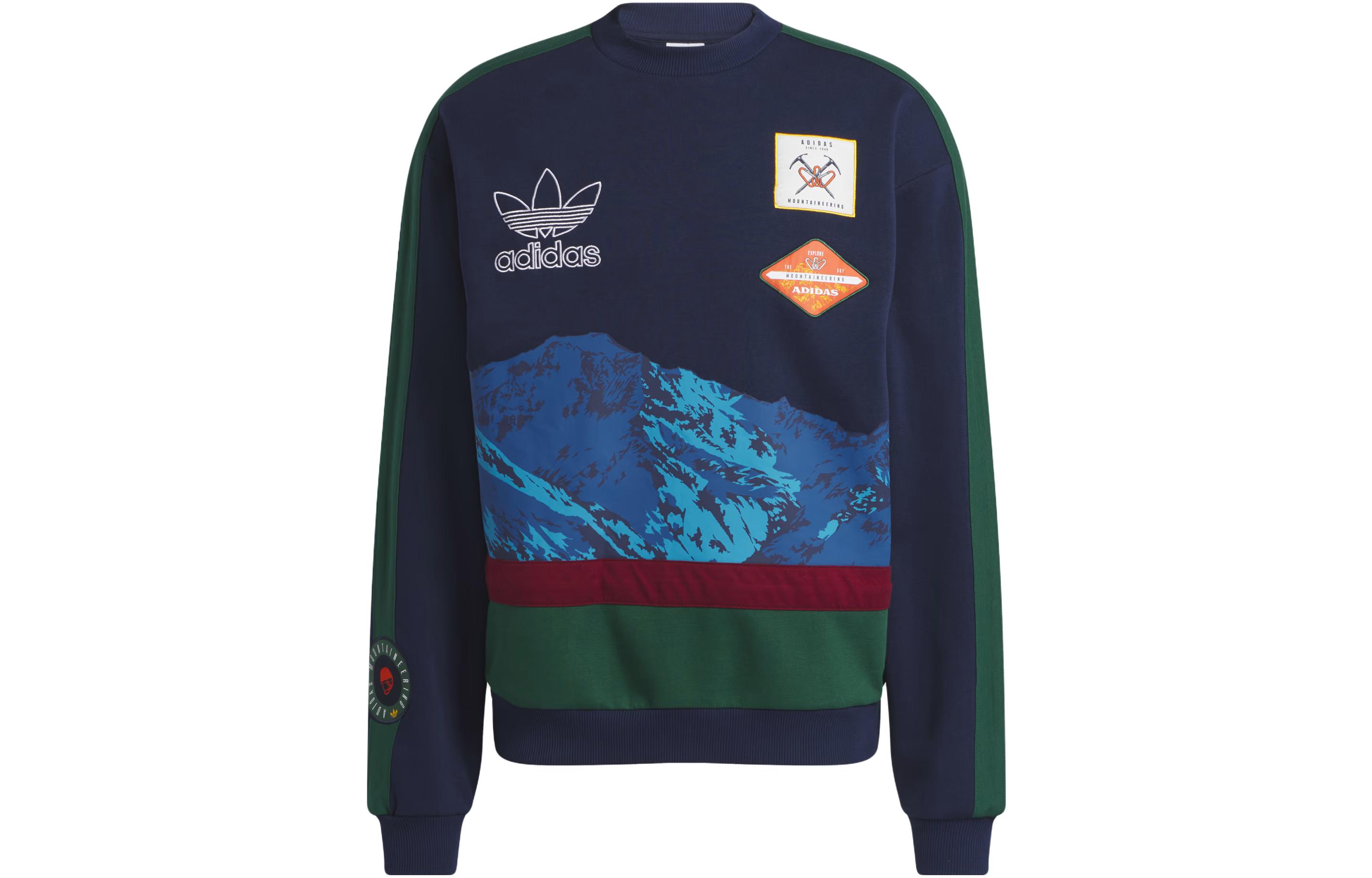 adidas Originals Navy Mountain Graphic Colorblock Crewneck Sweater IL4730
