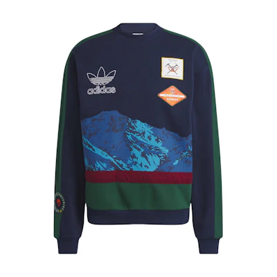 adidas Originals Navy Mountain Graphic Colorblock Crewneck Sweater IL4730