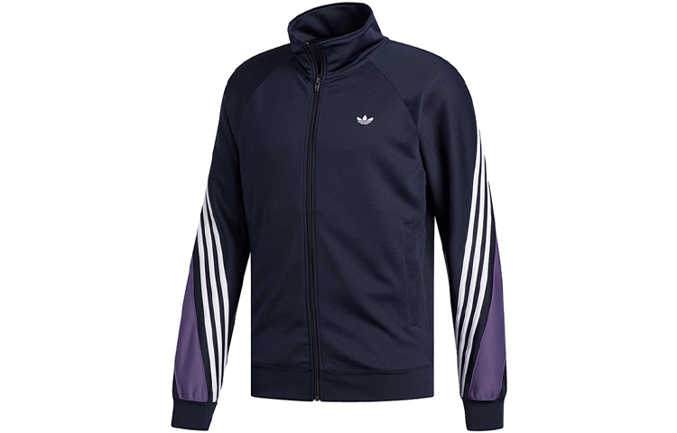 Adidas Originals Navy Retro Track Jacket with Colorblock Stripes FM1524