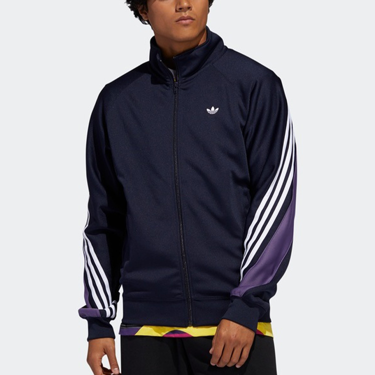 Adidas Originals Navy Retro Track Jacket with Colorblock Stripes FM1524 圖 4