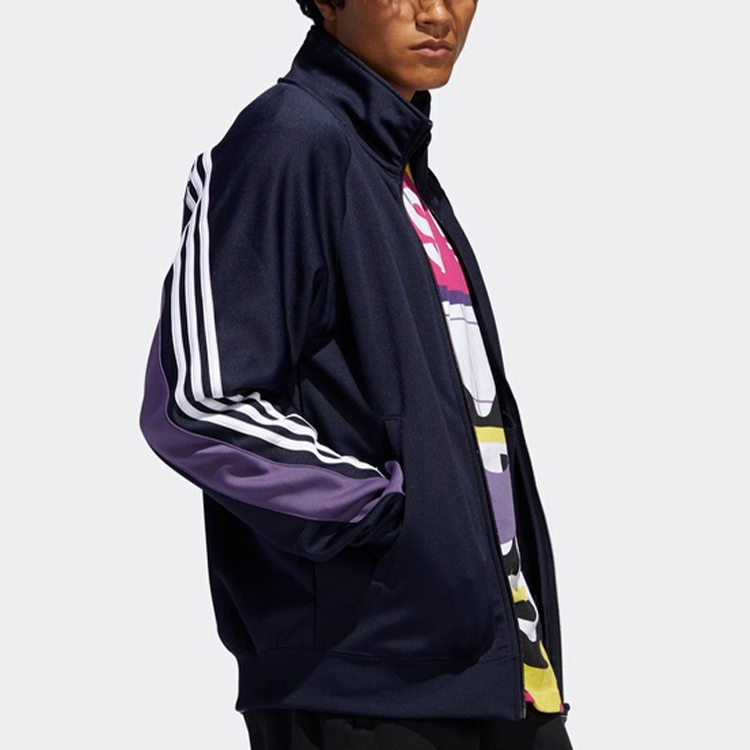 Adidas Originals Navy Retro Track Jacket with Colorblock Stripes FM1524 圖 7