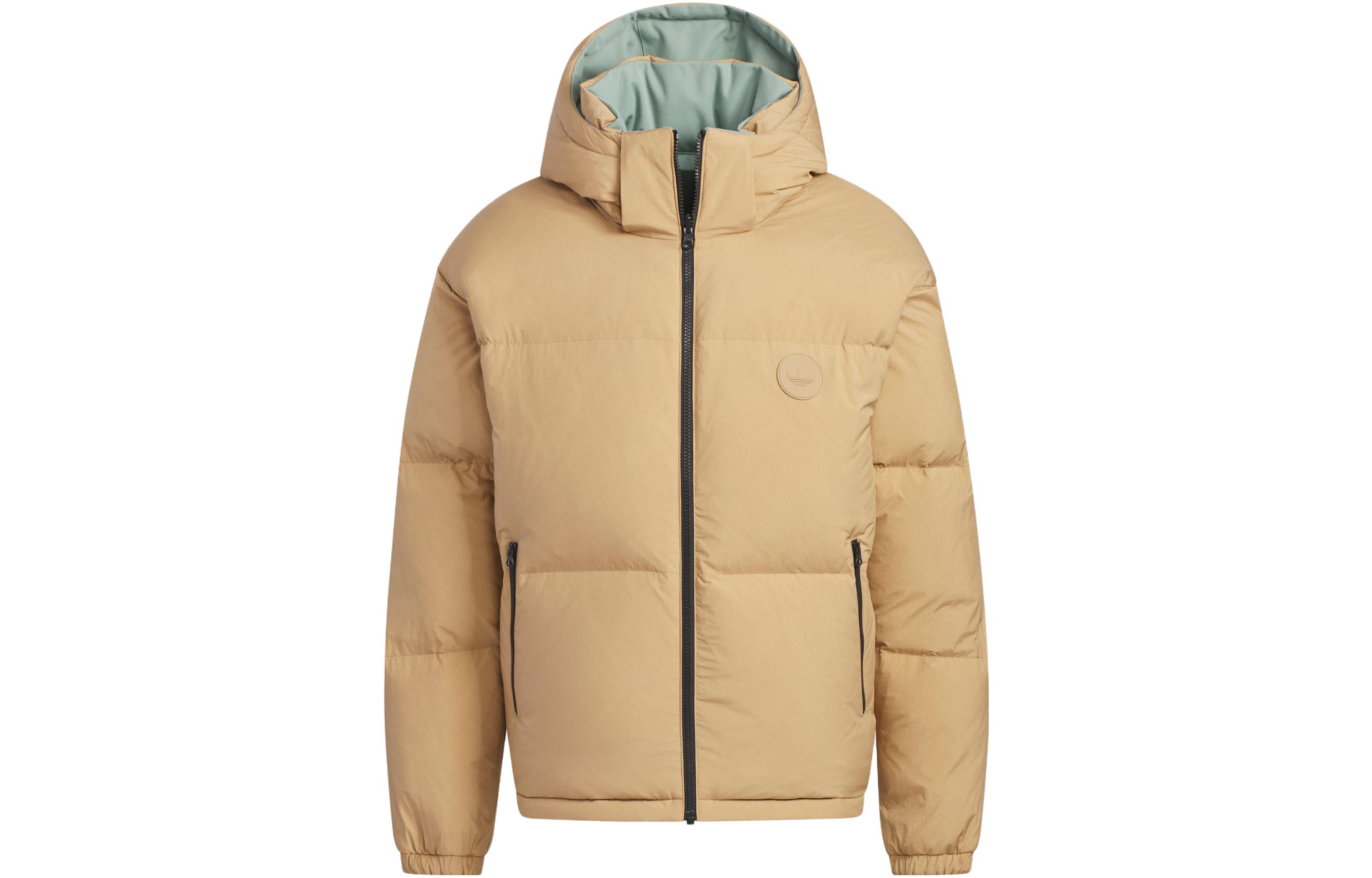 Lookbook adidas Originals NEU 男/女可翻轉羽絨外套 銀灰綠色帶帽外套 IR7254